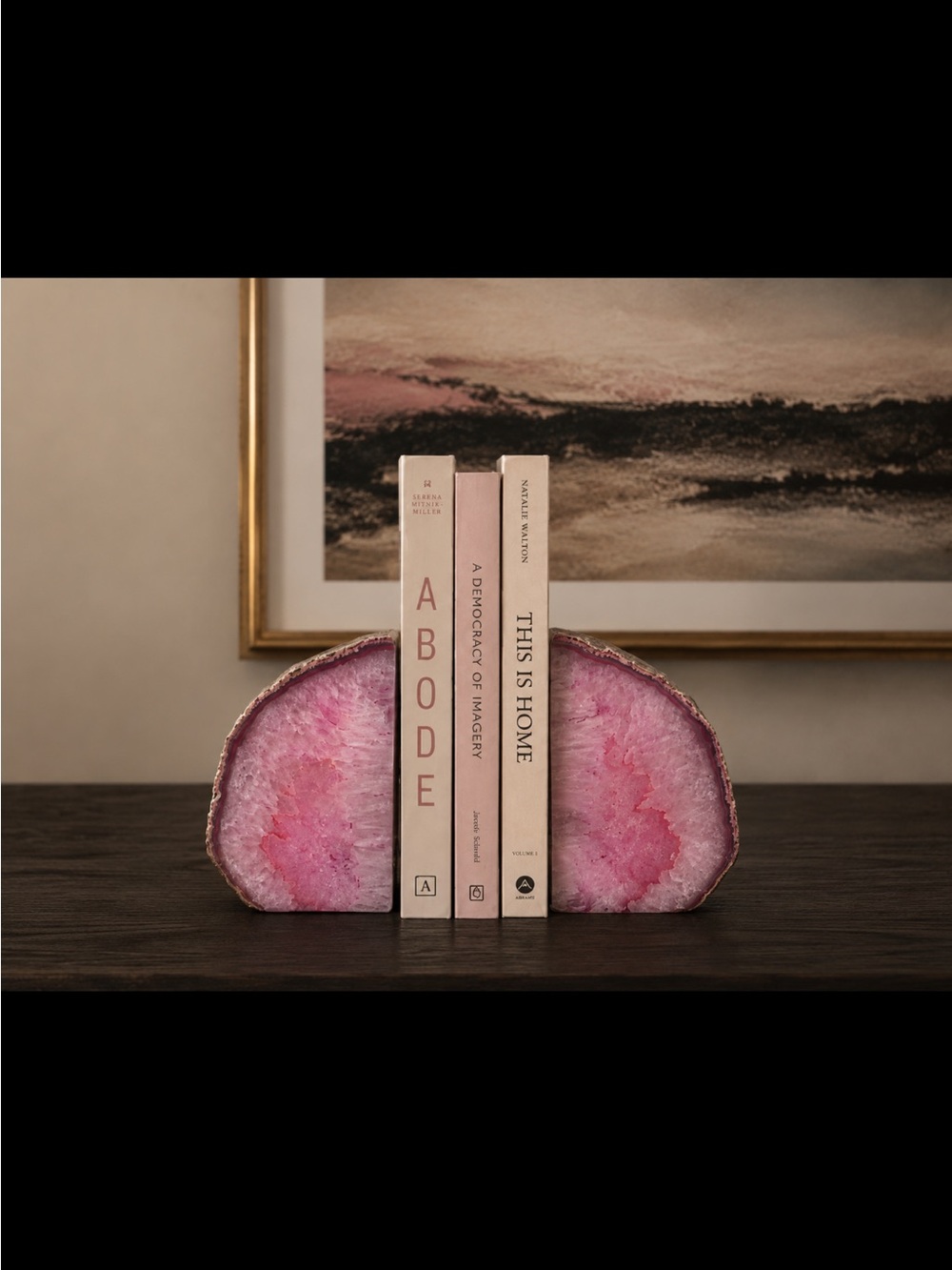 Vintage West Elm Pink Brazilian Agate Bookends